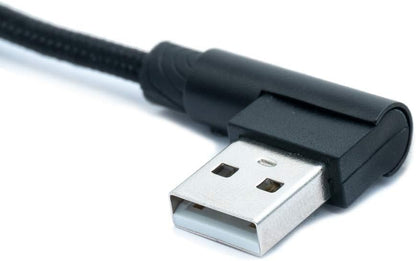 SYSTEM-S USB 2.0 cable 100 cm Micro plug to 2.0 A plug angled braided black