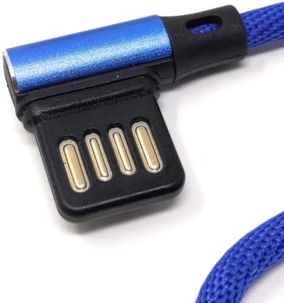 SYSTEM-S USB Typ C 3.1 Nylon Kabel auf umkehrbarer USB Schnittstelle Typ A 2.0 90° Grad gewinkelt in Blau 97 cm