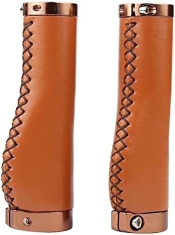 Bicycle handle 2x in vintage look ergonomic made of artificial leather in brown
