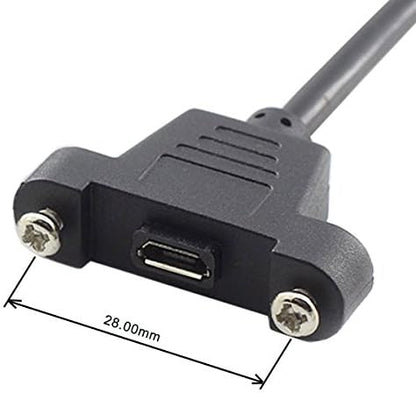 SYSTEM-S Micro USB Panel Mount Micro USB male to Micro USB female with screw nuts 50cm