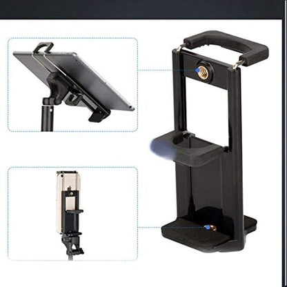 SYSTEM-S Universal 2in1 Stativadapter Aufsatz mit Gewinde Halterung Klemm Adapter für Tablet PC und Smartphone