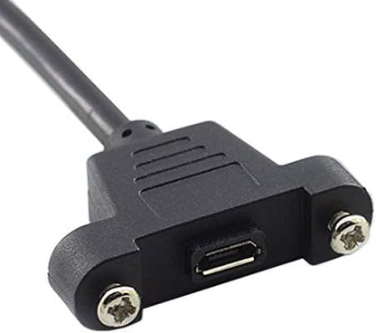 SYSTEM-S Micro USB Panel Mount Micro USB male to Micro USB female with screw nuts 50cm