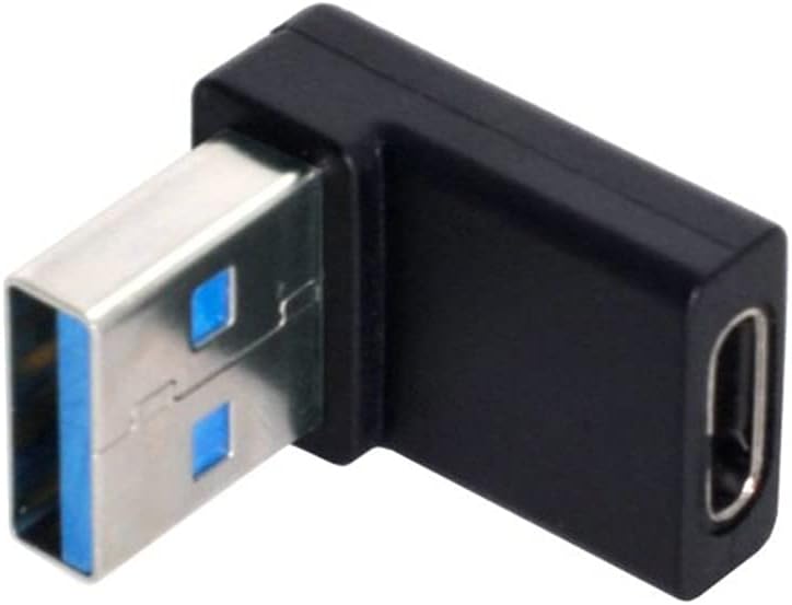 SYSTEM-S USB 3.1 Adapter Typ C Buchse zu 3.0 Typ A Stecker Winkel Kabel in Schwarz