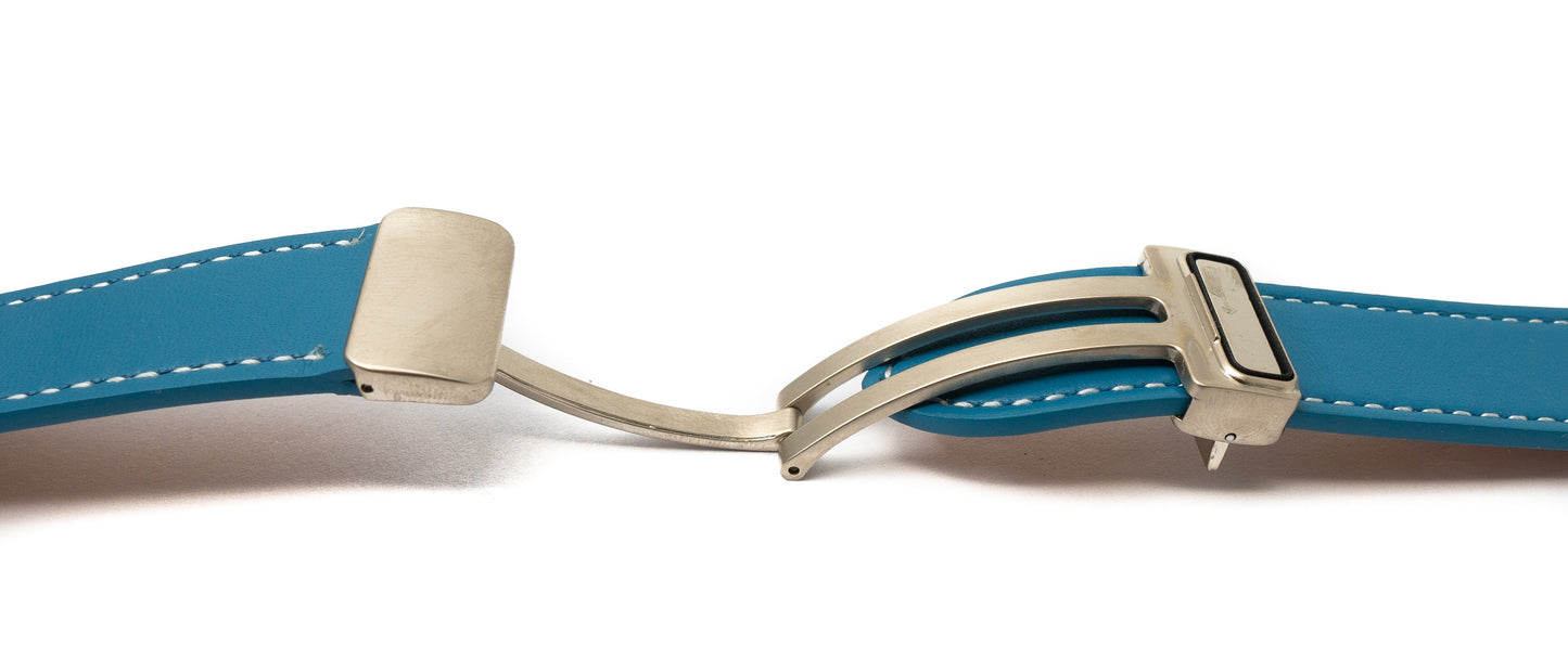 SYSTEM-S Armband 20 mm aus Leder für Samsung Galaxy Watch 5 4 Smartwatch in Blau