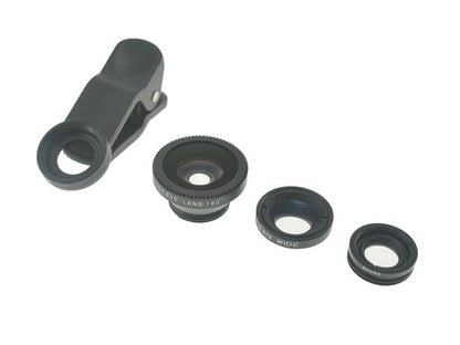 System-S 3 in 1 Clip-On optische Fisheye Macro Weitwinkel Linse Objektiv für Smartphone Tablet Universal