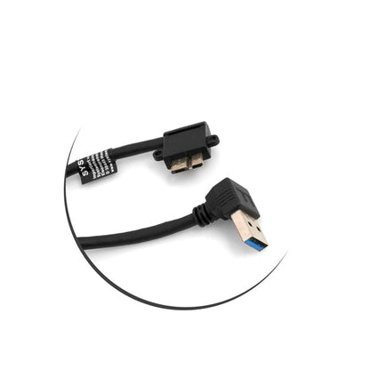 SYSTEM-S Micro USB 3.0 Kabel 90° Grad Winkel Rechts gewinkelt auf USB Typ A 3.0 Aufwärts gewinkelt 27 cm
