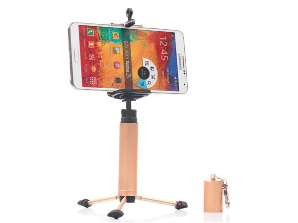 System-S Mini Stativ Halterung Tripod Schlüsselanhänger für Smartphones und Kameras