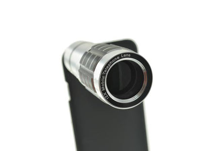 System-S 12x Teleskop Teleobjektiv Zoom Linse mit Hartschale Case Hülle und Mini Tripod Stativ für iPhone 6