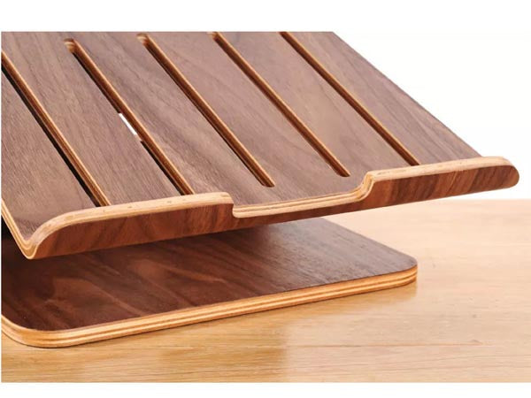 SYSTEM-S Echtholz Universal Notebookständer Laptop Netbook Ständer Halter Holz Ergonomisch in braun
