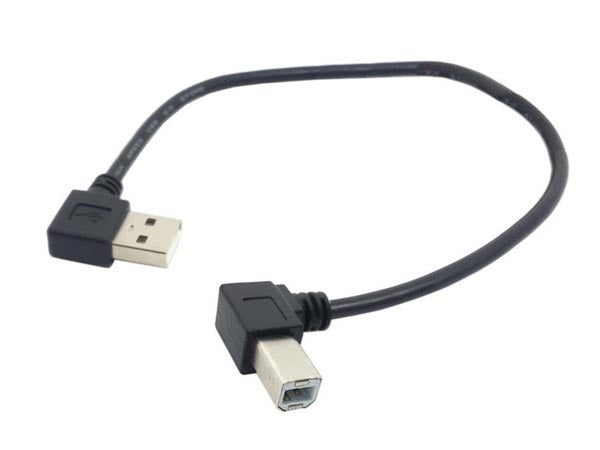 SYSTEM-S USB A (male) zu USB Typ B (male) Kabel 90° gewinkelt 22 cm