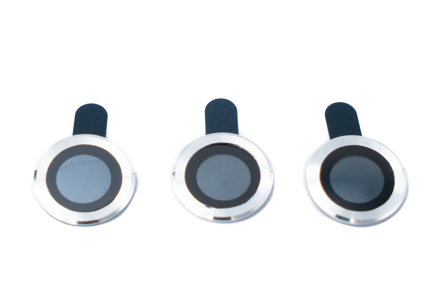 SYSTEM-S Kamera Schutz Linse Objektiv Abdeckung aus Glas Metall für iPhone 12 Pro in Grau