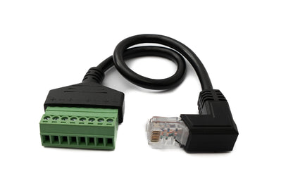 SYSTEM-S LAN Kabel 30 cm RJ45 Stecker zu 8 pin Terminalblock Winkel in Schwarz