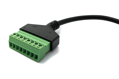 SYSTEM-S LAN Kabel 30 cm RJ45 Stecker zu 8 pin Terminalblock Winkel in Schwarz
