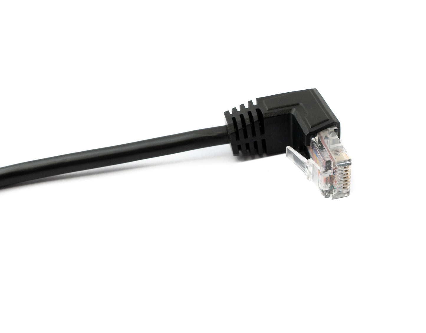 SYSTEM-S LAN Kabel 30 cm RJ45 Stecker zu 8 pin Terminalblock Winkel in Schwarz