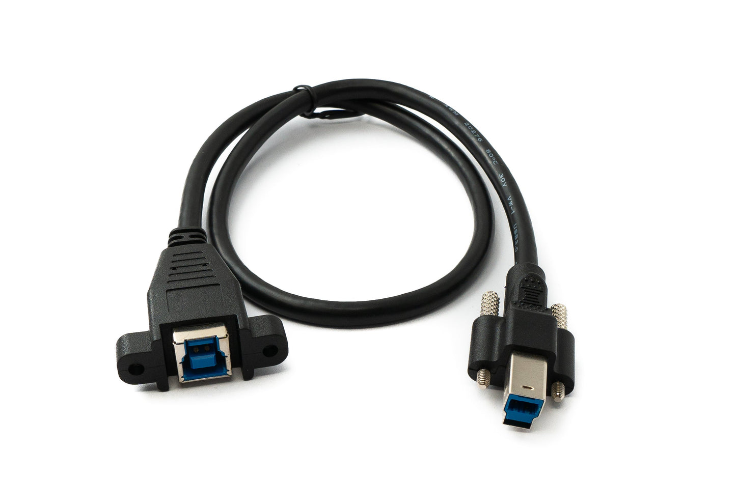 SYSTEM-S USB 3.0 Kabel 50 cm Typ B Stecker zu Buchse Schraube in Schwarz