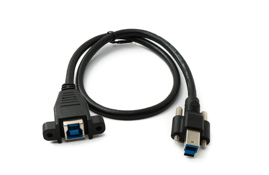SYSTEM-S USB 3.0 Kabel 50 cm Typ B Stecker zu Buchse Schraube in Schwarz