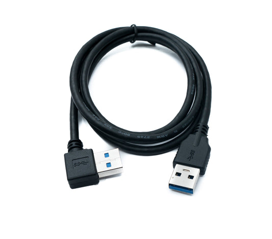SYSTEM-S USB 3.0 cable 100 cm Type A male to male adapter angle in black