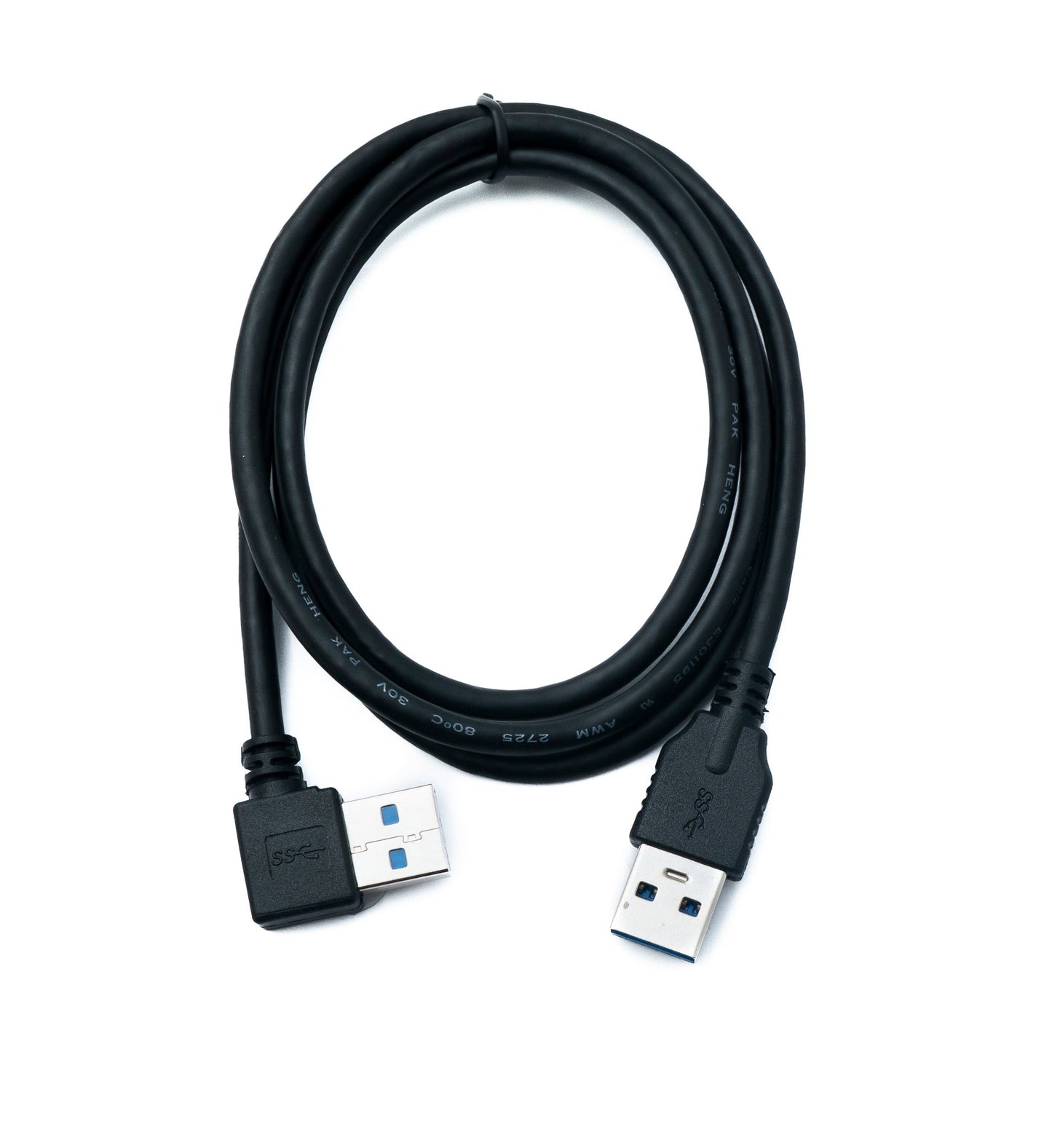 SYSTEM-S USB 3.0 Kabel 100 cm Typ A Stecker zu Stecker Adapter Winkel in Schwarz