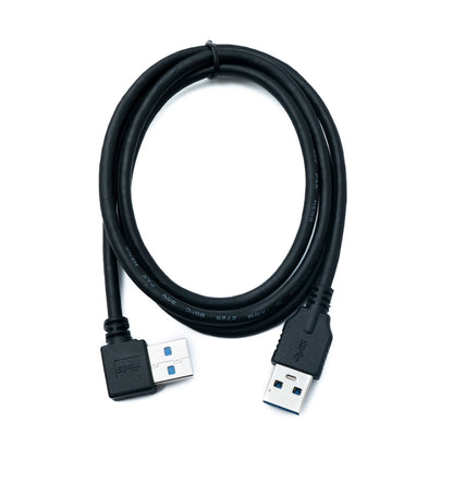 SYSTEM-S USB 3.0 Kabel 100 cm Typ A Stecker zu Stecker Adapter Winkel in Schwarz