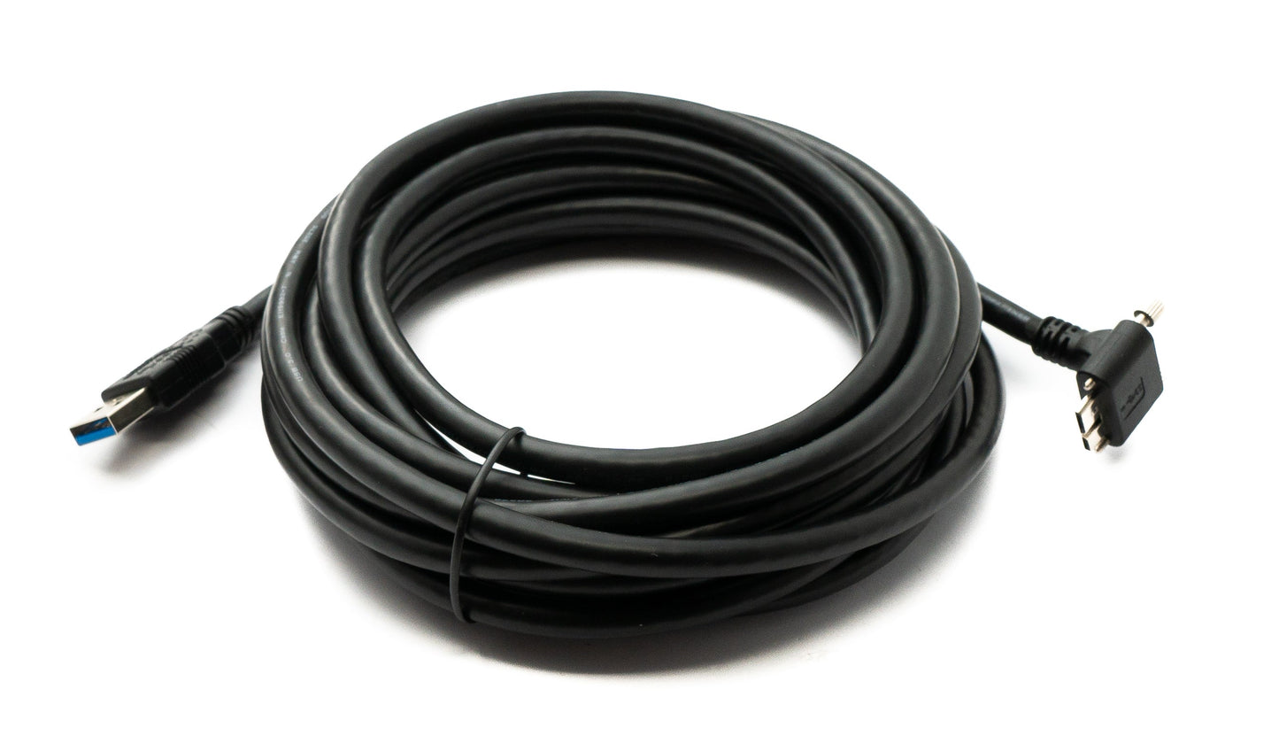 SYSTEM-S USB 3.0 Kabel 5 m Typ A Stecker zu 3.0 Micro B Stecker Winkel Schraube