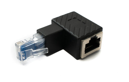 SYSTEM-S LAN Adapter RJ45 Stecker zu Buchse Winkel Ethernetadapter Kabel in Schwarz