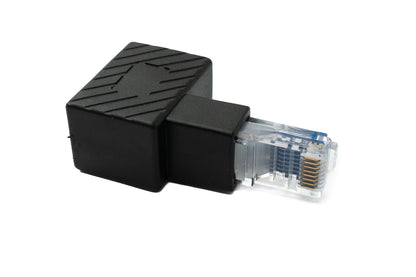 SYSTEM-S LAN Adapter RJ45 Stecker zu Buchse Winkel Ethernetadapter Kabel in Schwarz