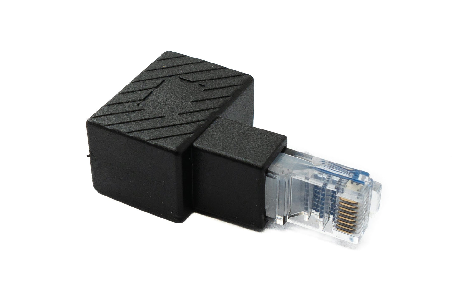 SYSTEM-S LAN Adapter RJ45 Stecker zu Buchse Winkel Ethernetadapter Kabel in Schwarz