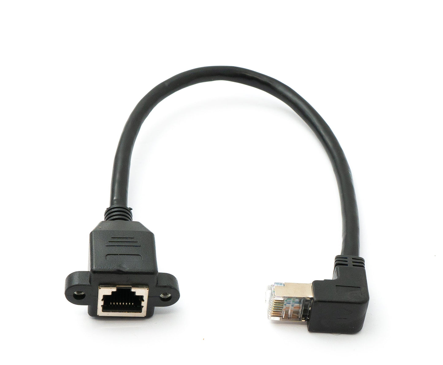 SYSTEM-S LAN cable 30 cm 8P8C plug to socket angle screw in black
