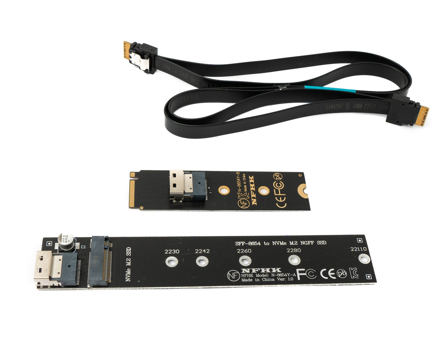 SYSTEM-S SFF-8654 NGFF M-key 40 cm NVME Kabel Stecker zu Buchse für Mainboard SSD