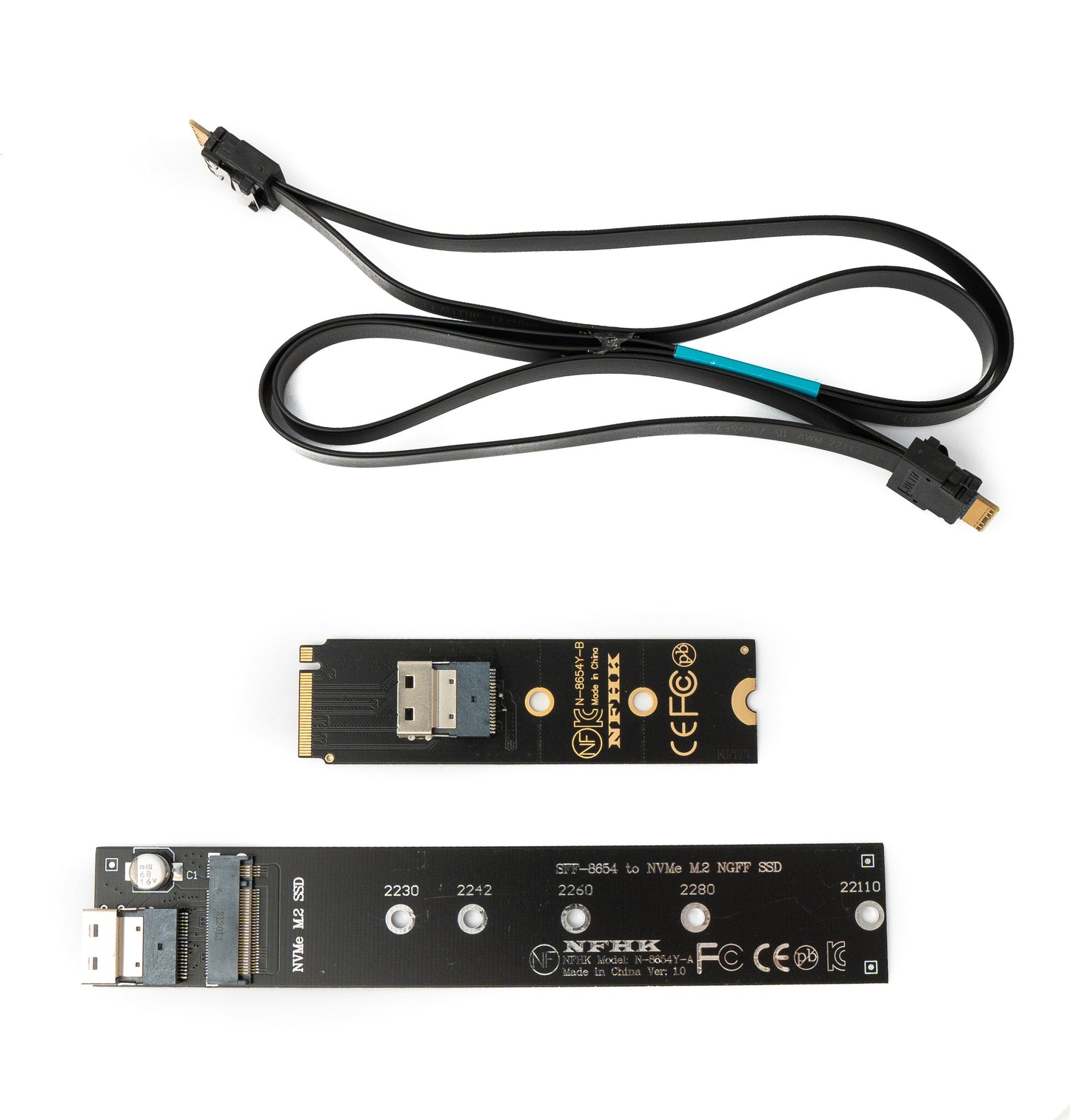 SYSTEM-S SFF-8654 NGFF M-key 40 cm NVME Kabel Stecker zu Buchse für Mainboard SSD