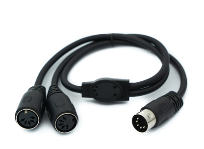 SYSTEM-S DIN Y Kabel 50 cm 5 polig Stecker zu 2x Buchse Stereo MIDI in Schwarz