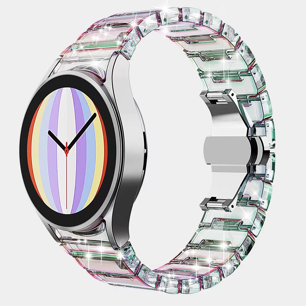 SYSTEM-S 20 mm PC bracelet for Samsung Galaxy Watch 5 4 Smartwatch in Transparent Colorful