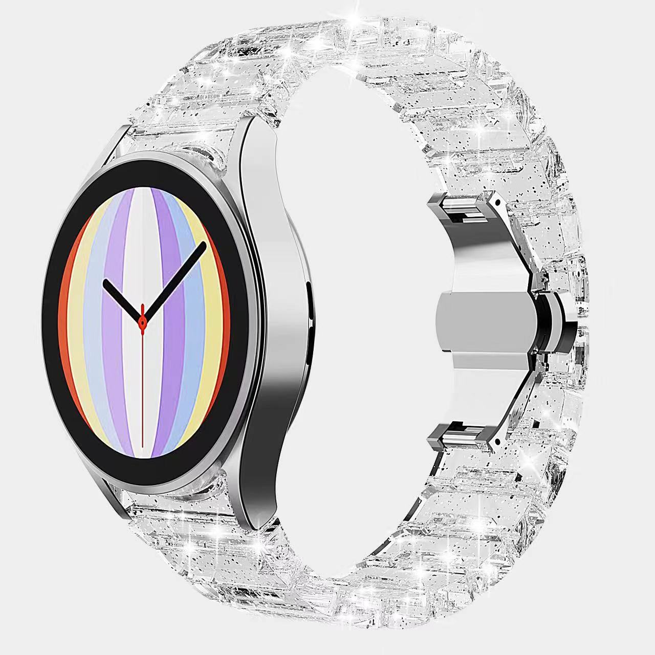 SYSTEM-S 20 mm PC strap for Samsung Galaxy Watch 5 4 Smartwatch in Glitter White