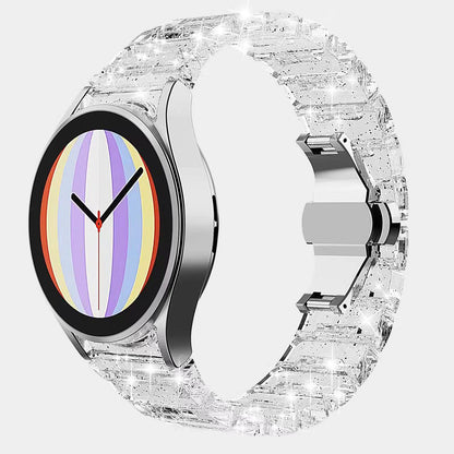 SYSTEM-S 20 mm PC strap for Samsung Galaxy Watch 5 4 Smartwatch in Glitter White