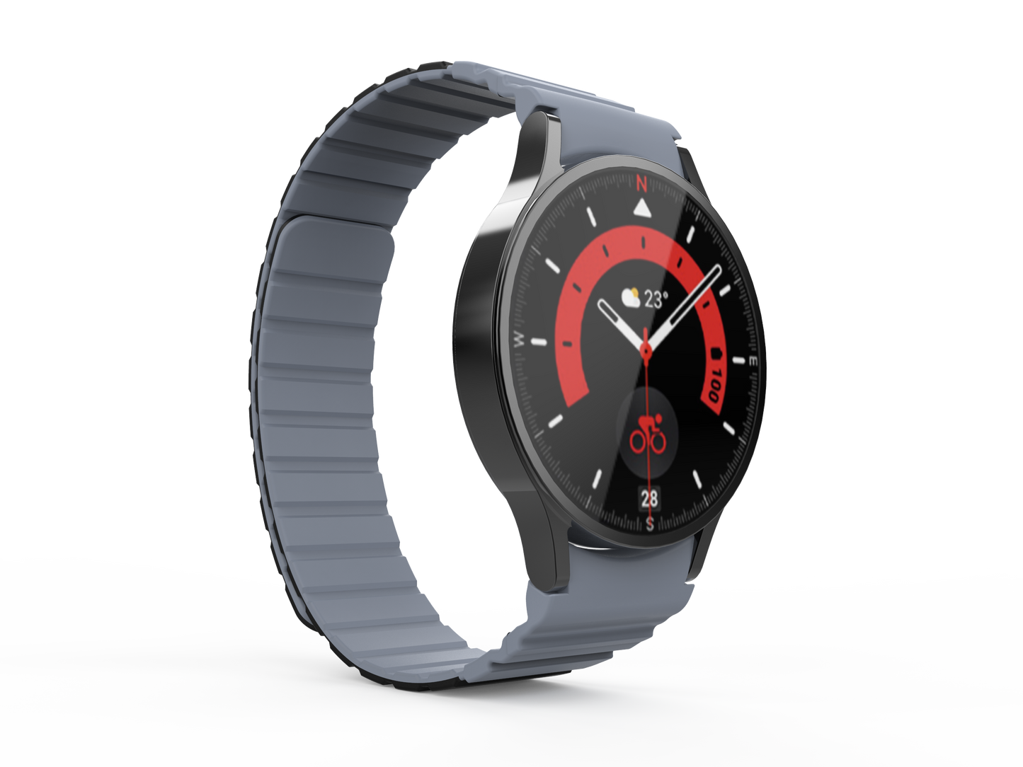 SYSTEM-S 20 mm silicone magnetic strap for Samsung Galaxy Watch 5 4 in black