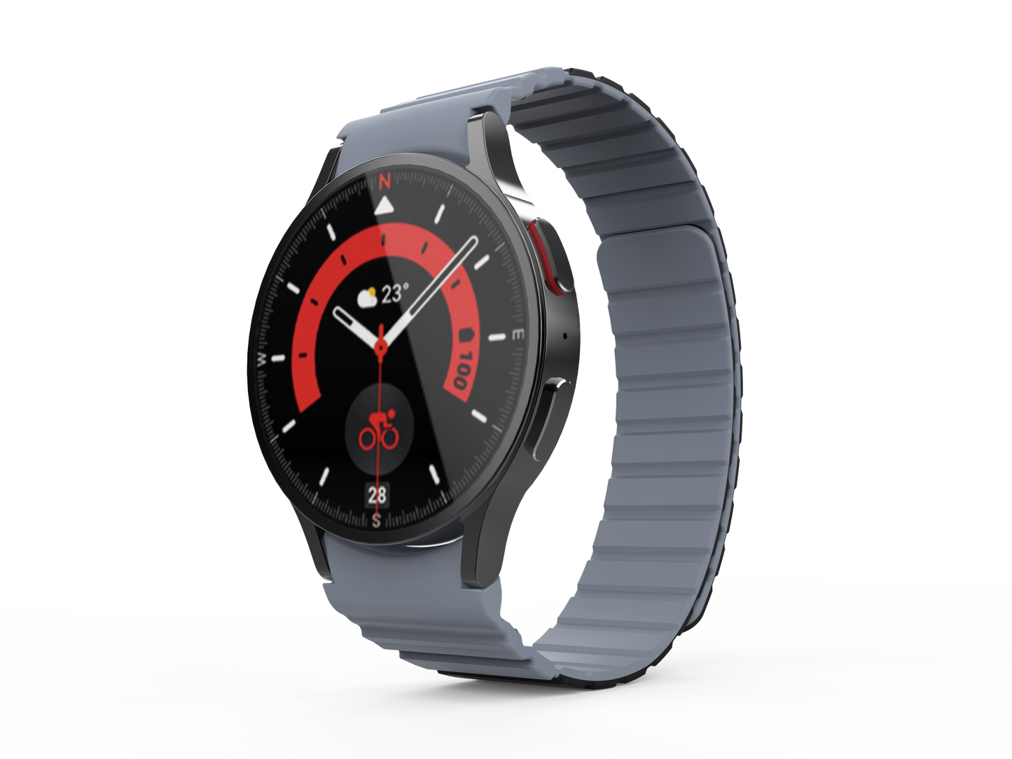 SYSTEM-S 20 mm silicone magnetic strap for Samsung Galaxy Watch 5 4 in black