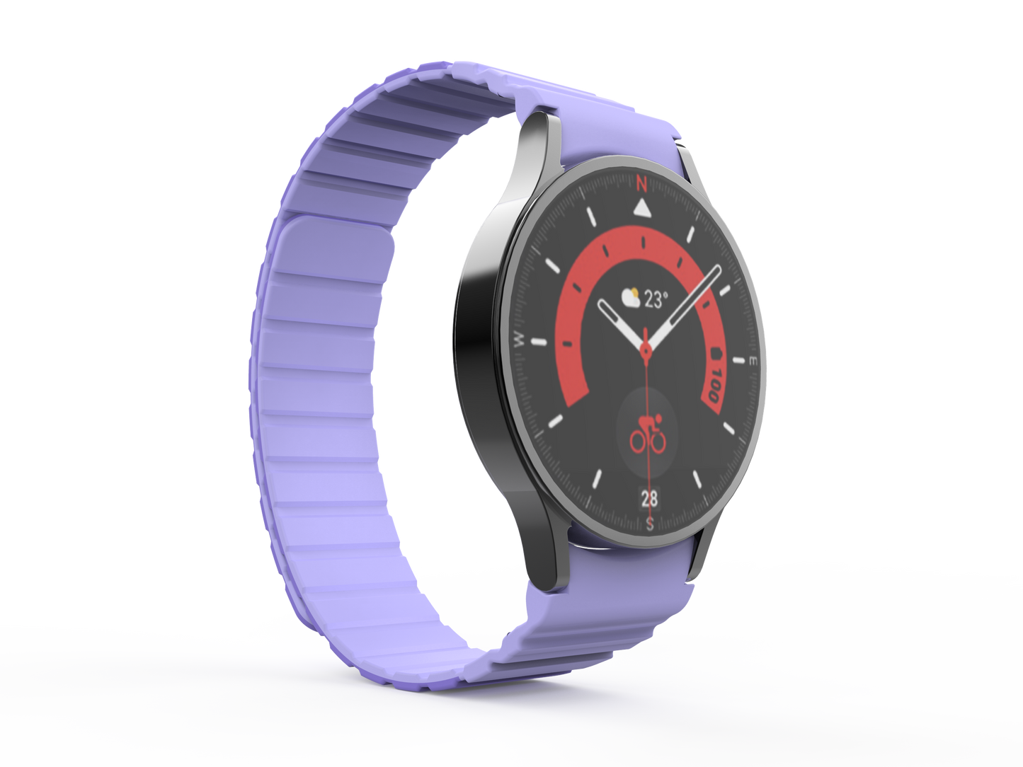 SYSTEM-S 20 mm magnetic silicone strap for Samsung Galaxy Watch 5 4 in purple
