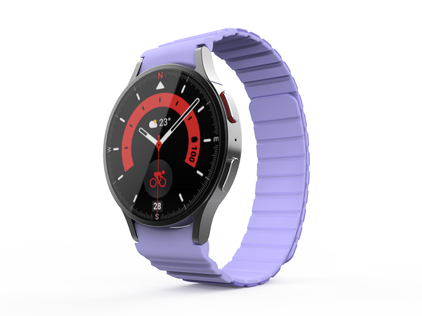 SYSTEM-S 20 mm magnetic silicone strap for Samsung Galaxy Watch 5 4 in purple