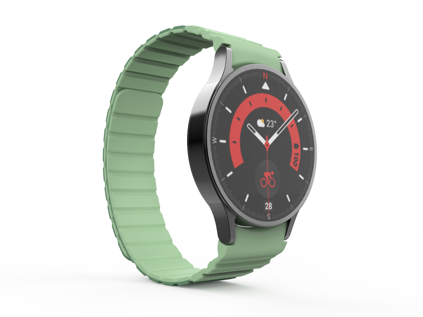 SYSTEM-S 20 mm silicone magnetic strap for Samsung Galaxy Watch 5 4 in green