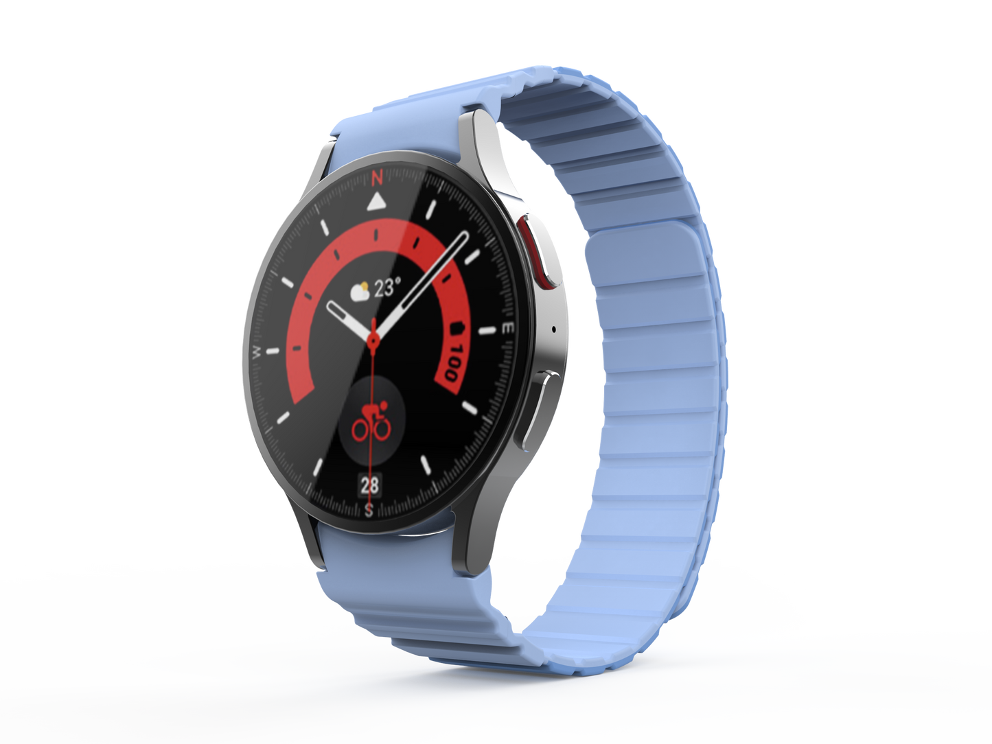 SYSTEM-S Armband 20 mm aus Silikon magnetisch für Samsung Galaxy Watch 5 4 in Blau
