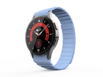 SYSTEM-S Armband 20 mm aus Silikon magnetisch für Samsung Galaxy Watch 5 4 in Blau