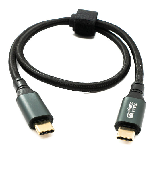 SYSTEM-S USB 3.2 Gen 2 8K 50 cm Cable Type C Male to Male Braided 20 Gbps 100 W Compatible for iPhone 15