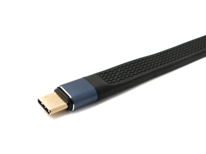 SYSTEM-S USB4 USB 10 cm cable type C male to male angled flat 40 Gbit/s 240 W USB 4.0 cable