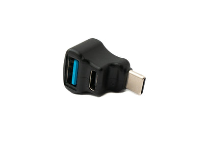 SYSTEM-S USB Y Adapter 3.1 Typ C Stecker zu Buchse & A Buchse Winkel 5 Gbit/s Kabel in Schwarz