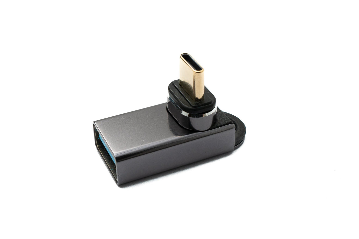 SYSTEM-S USB 3.1 Gen 2 Typ C Adapter Stecker zu A Buchse Winkel Kabel 10 Gbit/s 100W in Schwarz