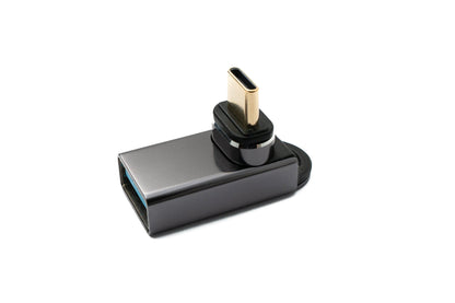 SYSTEM-S USB 3.1 Gen 2 Typ C Adapter Stecker zu A Buchse Winkel Kabel 10 Gbit/s 100W in Schwarz