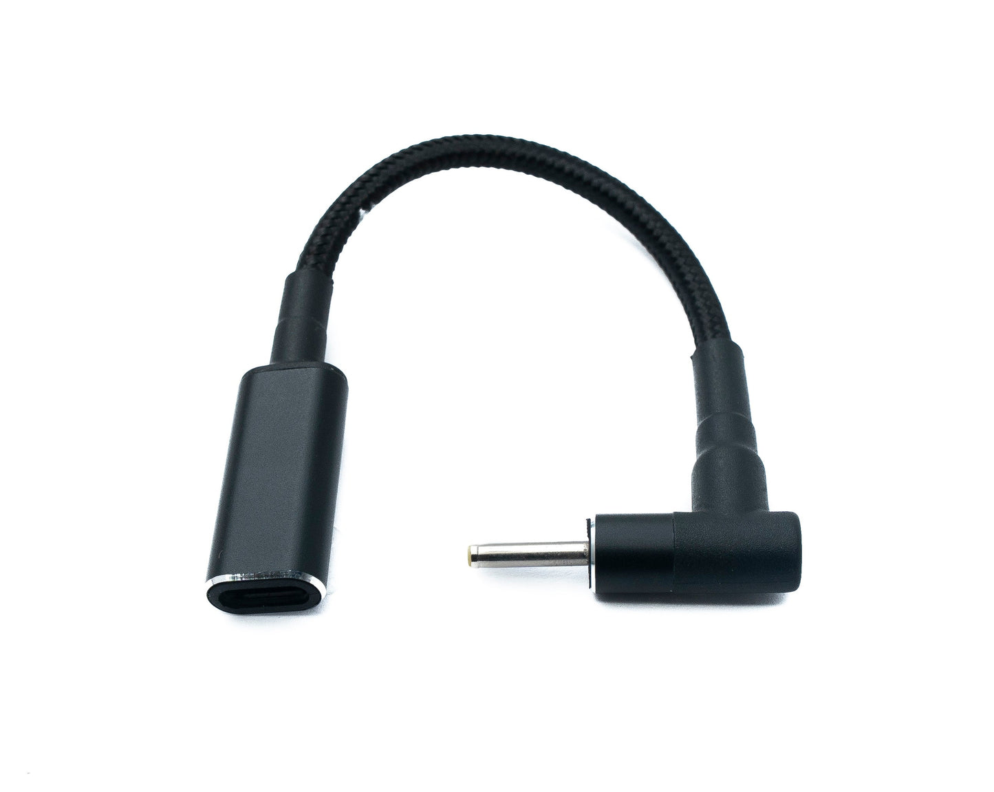 SYSTEM-S DC 20V Kabel 15 cm 2,5 x 0,7 Stecker zu USB 3.1 Typ C Buchse geflochten Winkel