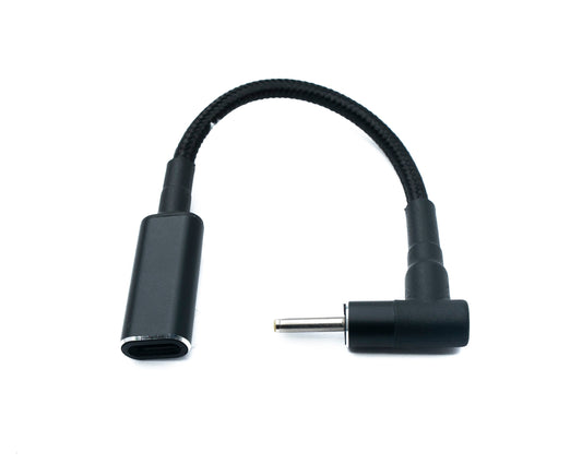 SYSTEM-S DC 20V Kabel 15 cm 2,5 x 0,7 Stecker zu USB 3.1 Typ C Buchse geflochten Winkel