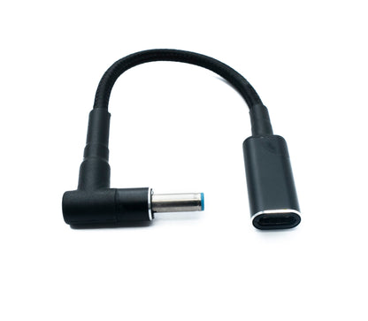 SYSTEM-S DC 20V Kabel 15 cm 4,5 x 3,0 Stecker zu USB 3.1 Typ C Buchse geflochten für HP