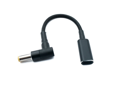 SYSTEM-S DC 20V Kabel 15 cm 5,5 x 1,7 Stecker zu USB 3.1 Typ C Buchse geflochten Winkel